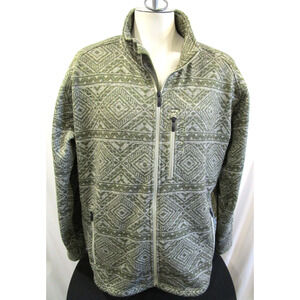 EUC! Ariat Green Geometric Design Logo Embroidered Fleece Sweater Jacket Men 2XL